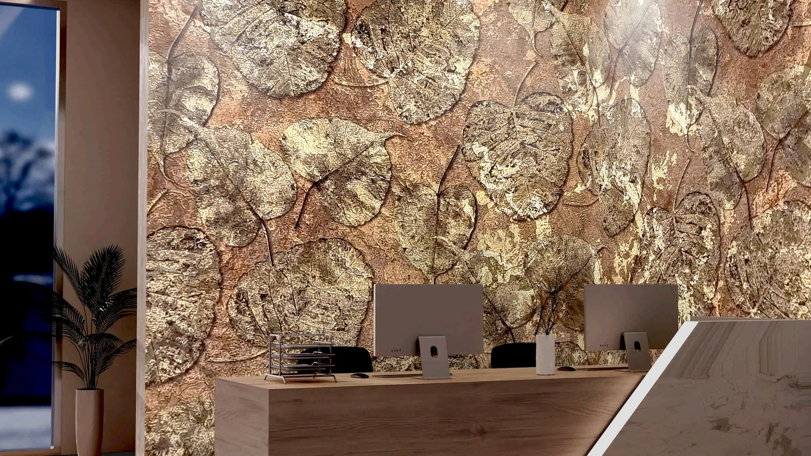 Carta da parati Gold Leaves di Pintdecor