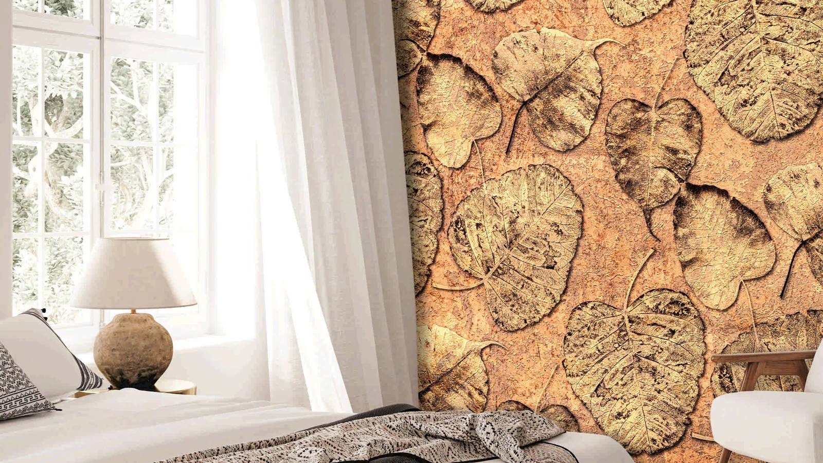 Carta da parati Gold Leaves di Pintdecor