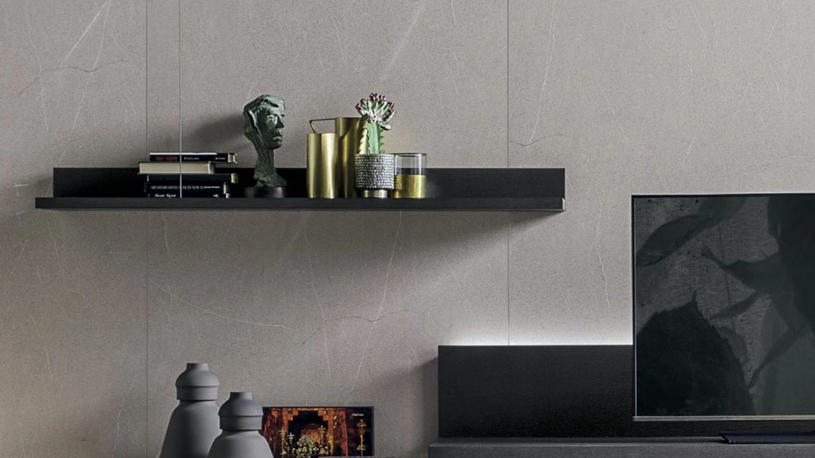 Mensole Elle & Filo in materico rovere carbone di Tomasella