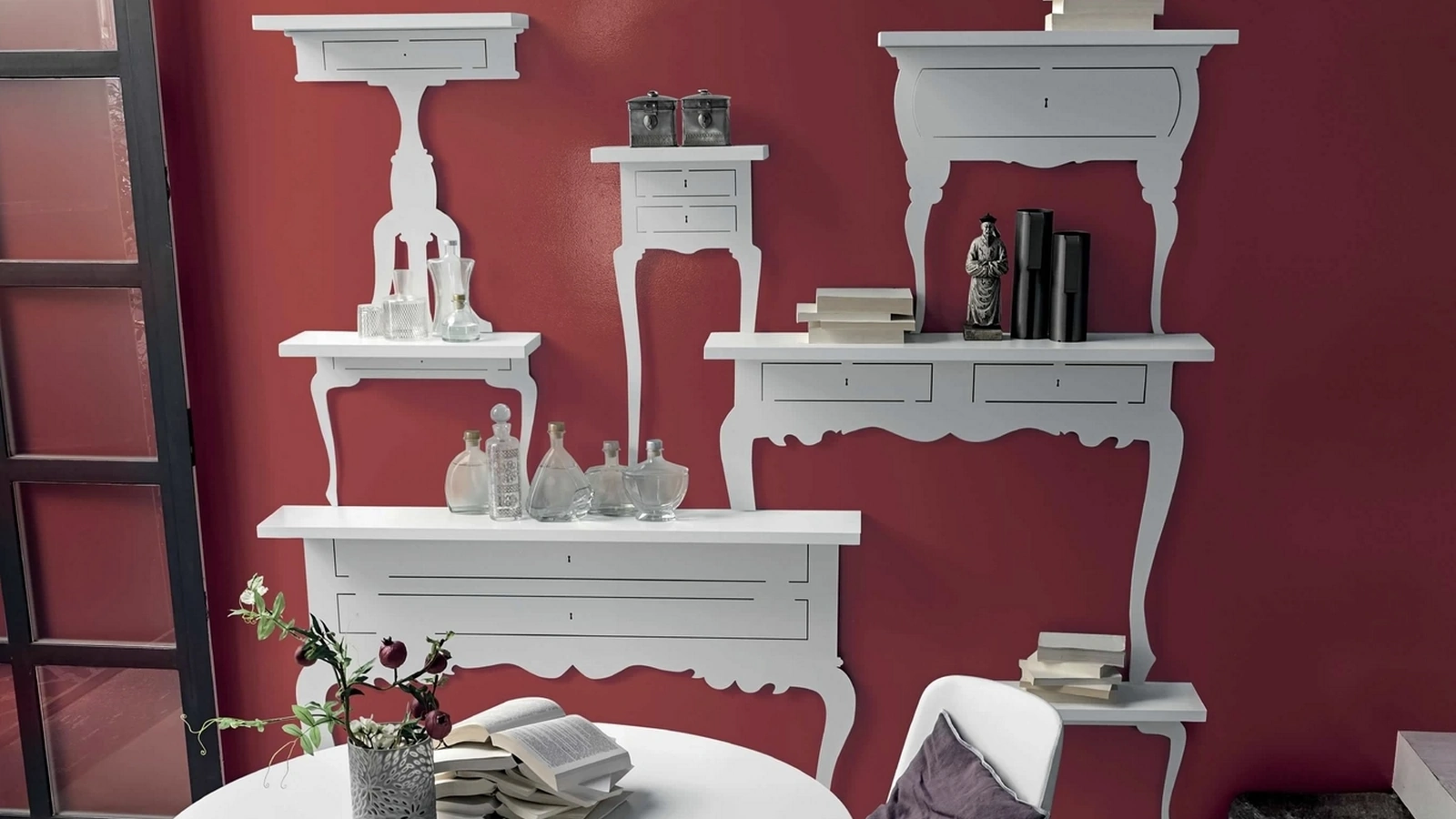 Mensole di design Shape in laccato bianco gesso di Tomasella