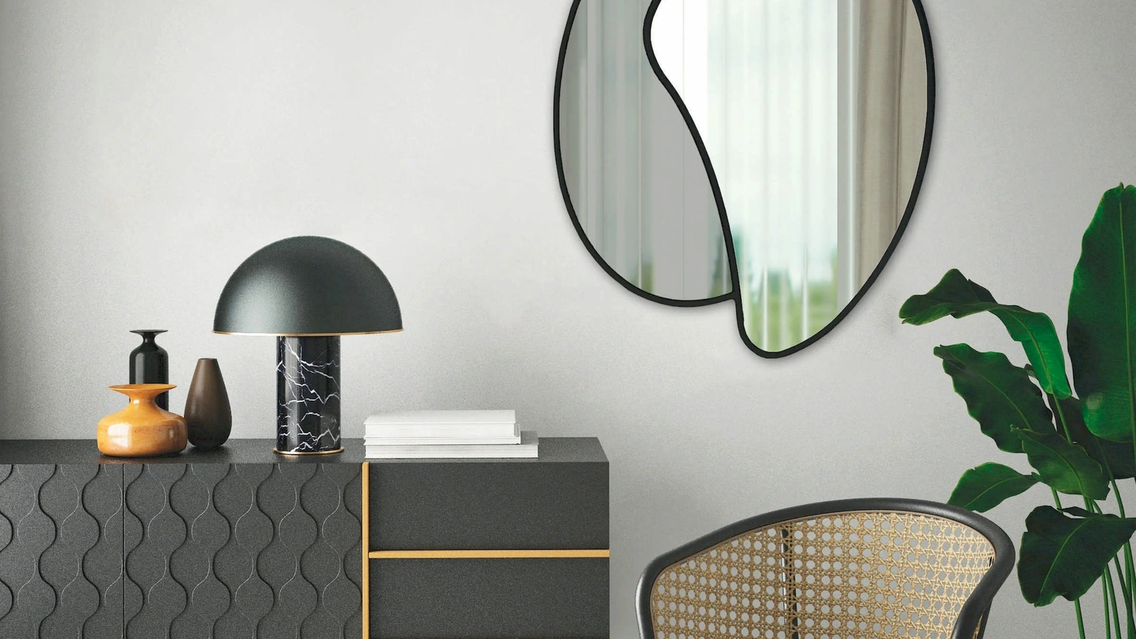 Specchio Collisione Nero di Pintdecor