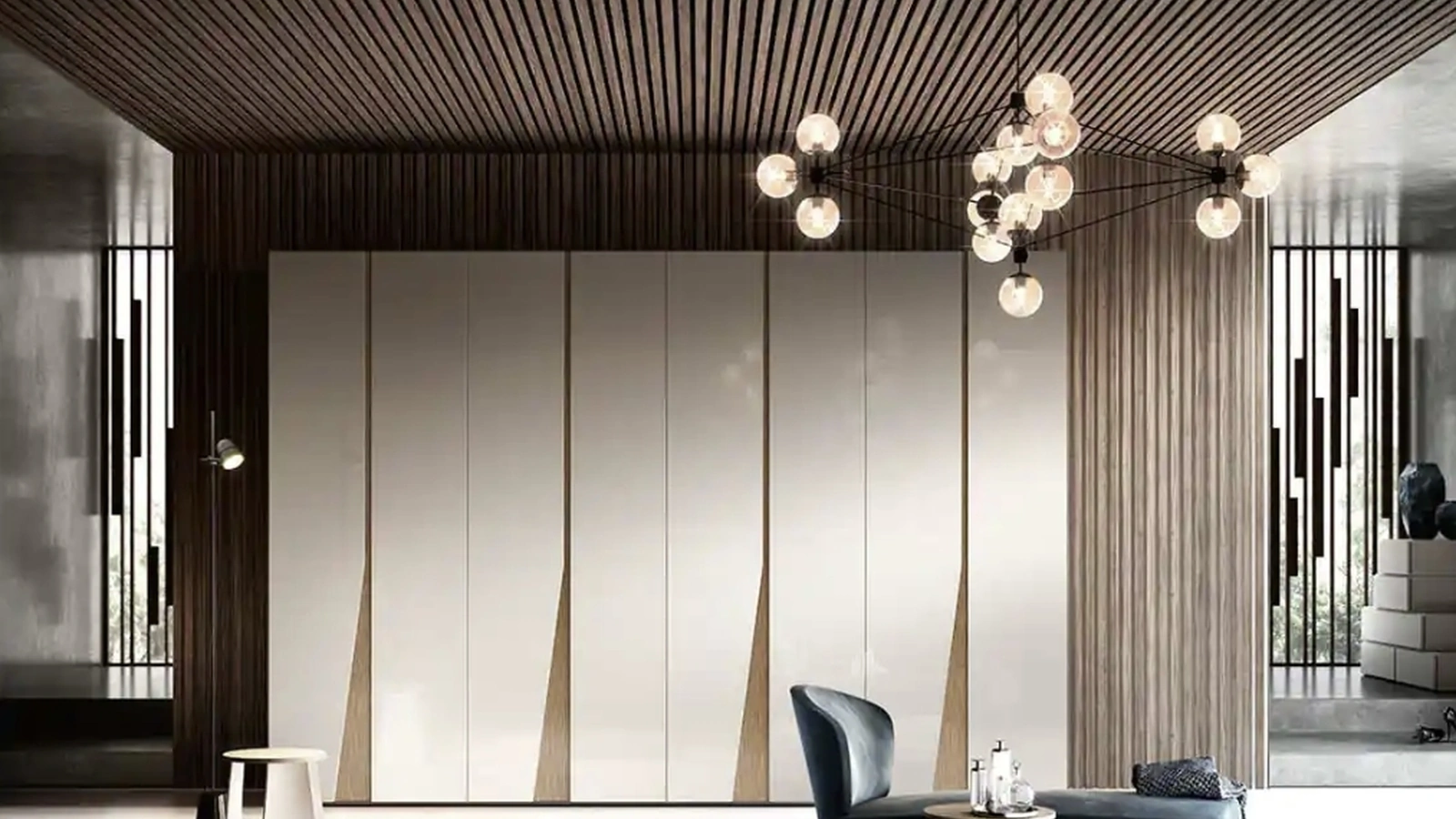 Armadio con ante battenti Brezza B354 laccato lucido perla di Moretti Compact Giorno Notte