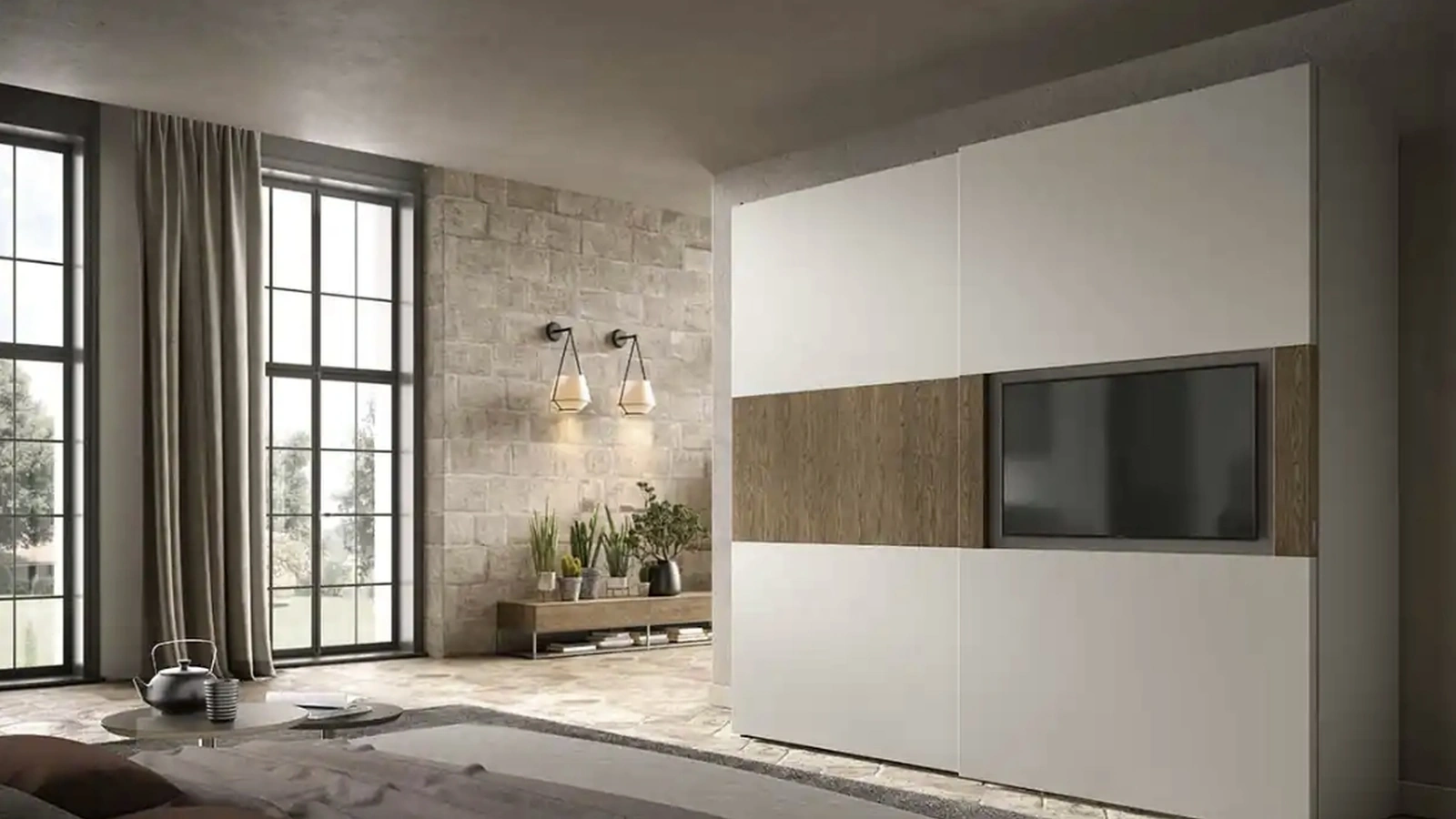 Armadio con ante scorrevoli Brunale TV S159 di Moretti Compact Giorno Notte