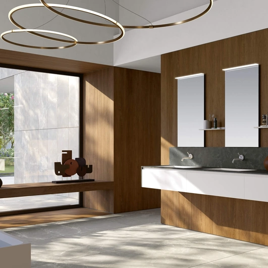 Mobile da Bagno sospeso 3Punto0 105 in laccato bianco opaco e top in HPL Lava di Rab Arredobagno