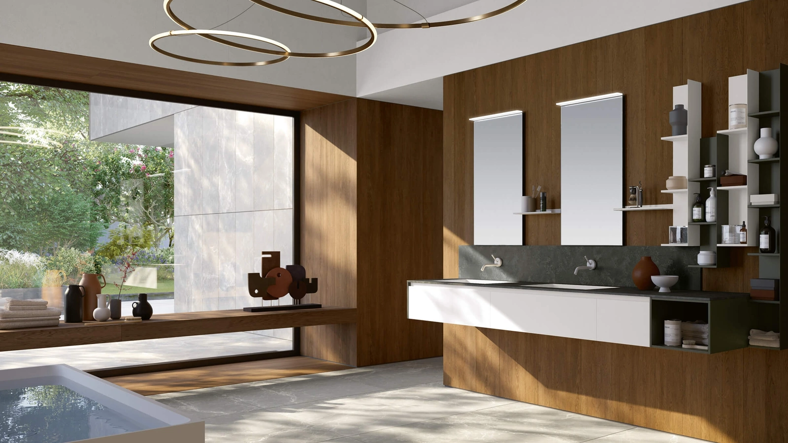 Mobile da Bagno sospeso 3Punto0 105 in laccato bianco opaco e top in HPL Lava di Rab Arredobagno