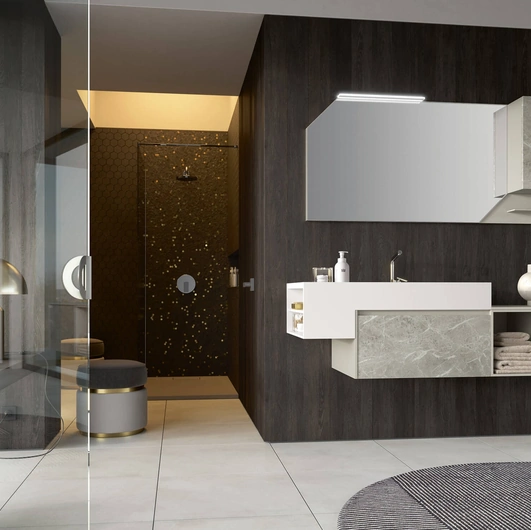 Mobile da Bagno sospeso 3Punto0 108 in HPL grigio antico di Rab Arredobagno