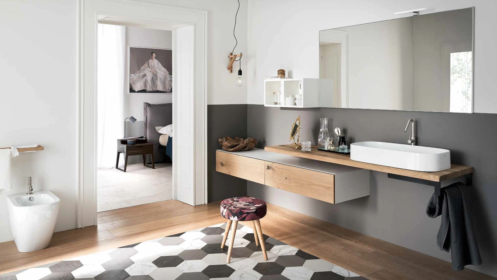 Mobile da Bagno sospeso moderno in legno Gap 01 di Alta Corte