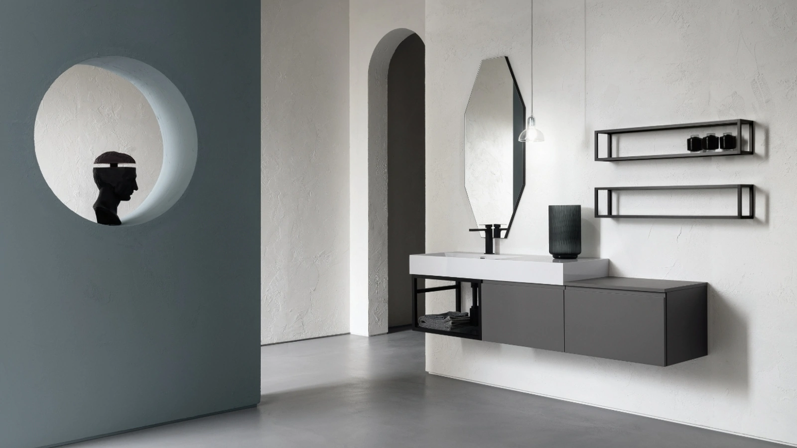 Mobile bagno moderno in laccato sabbiato B-GO BG006 di Compab