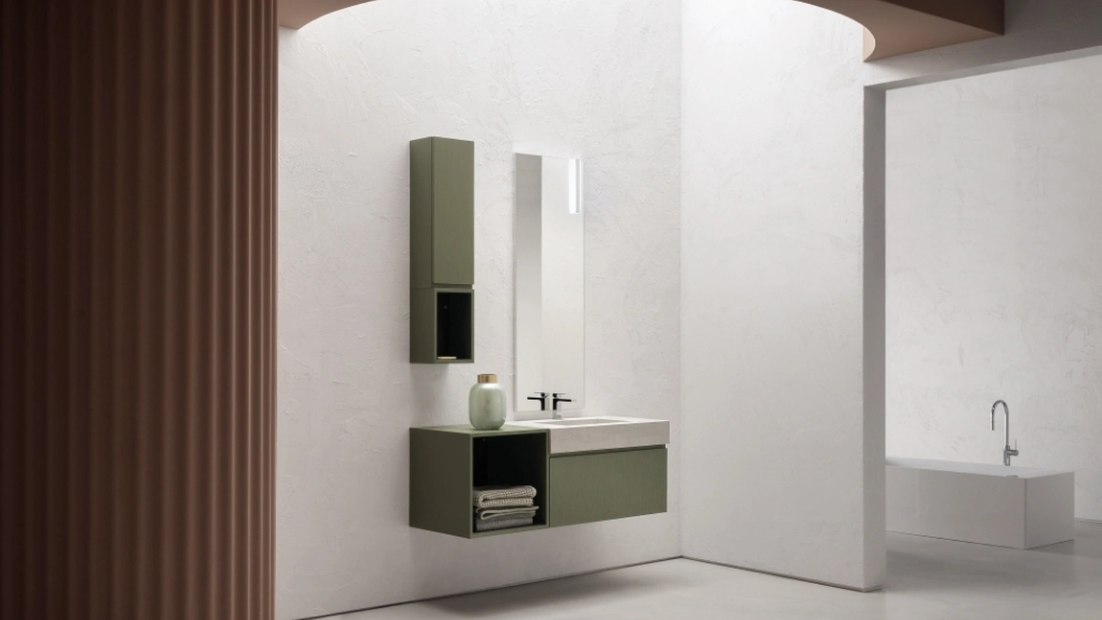 Mobile da Bagno in laccato opaco con vasca integrata in gres B-GO BG014 Compab