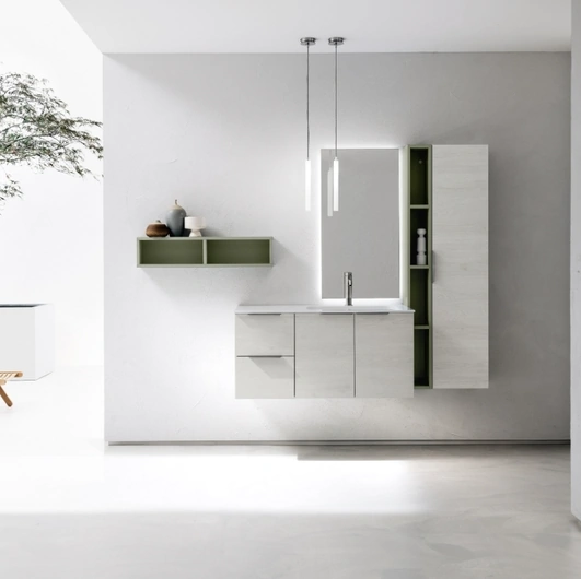 Mobile da Bagno sospeso in nobilitato e laccato opaco B201 BD008 di Compab