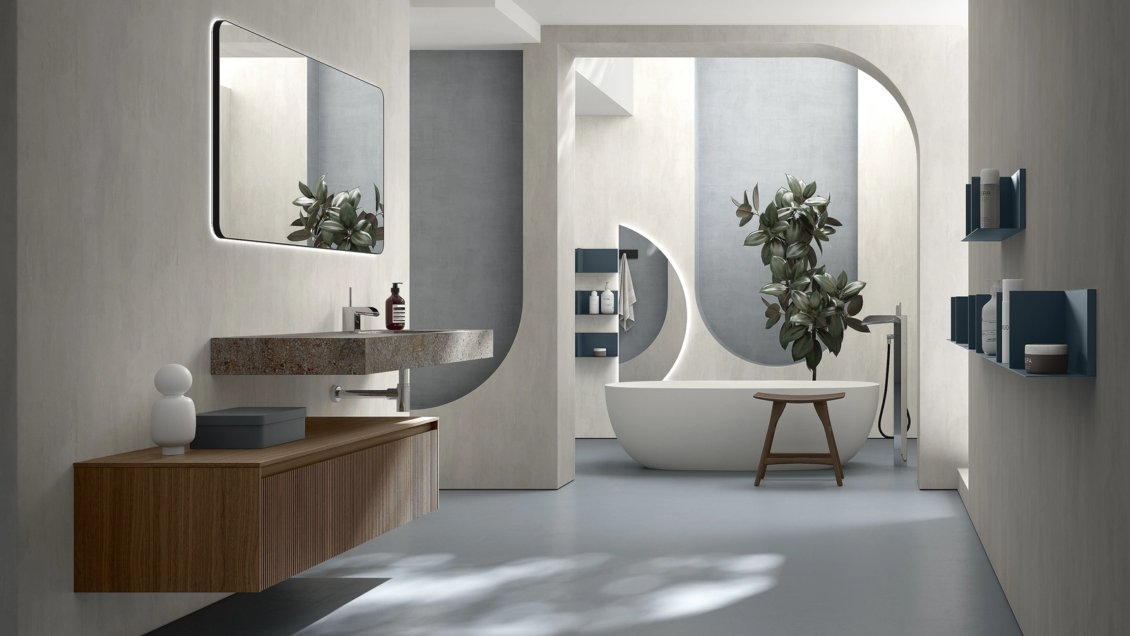 Mobile da Bagno Blend 602 in noce canaletto di Rab Arredobagno