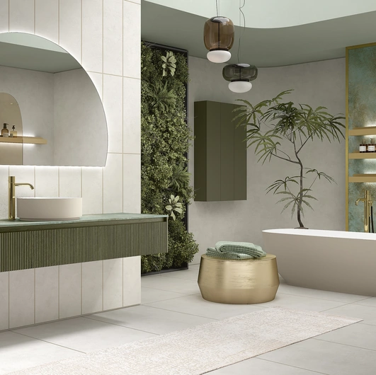 Mobile da Bagno Blend 607 in rovere tinto bosco cannettato di Rab Arredobagno