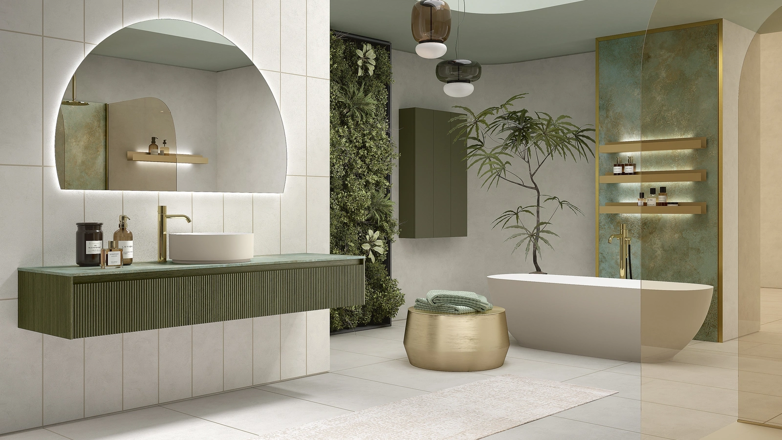 Mobile da Bagno Blend 607 in rovere tinto bosco cannettato di Rab Arredobagno