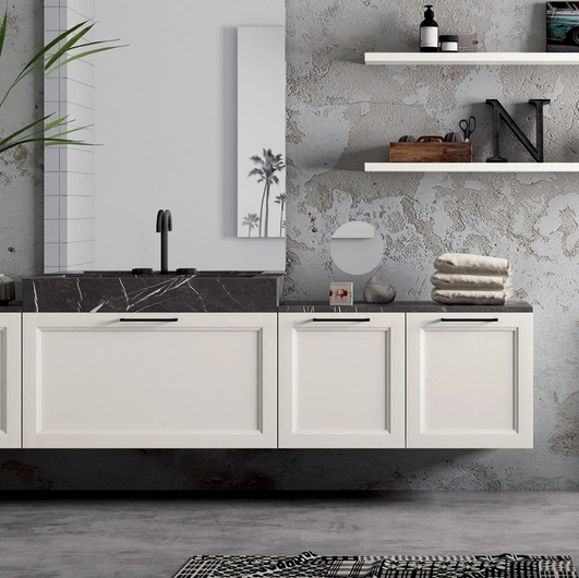 Mobile da Bagno sospeso Frame 1 in laccato opaco con top in marmo di Nova Cucina