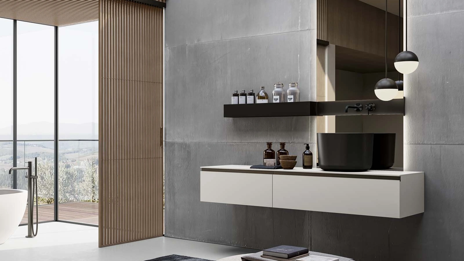 Mobile da Bagno sospeso Gola Up 06 in Fenix NTM bianco Kos di Birex