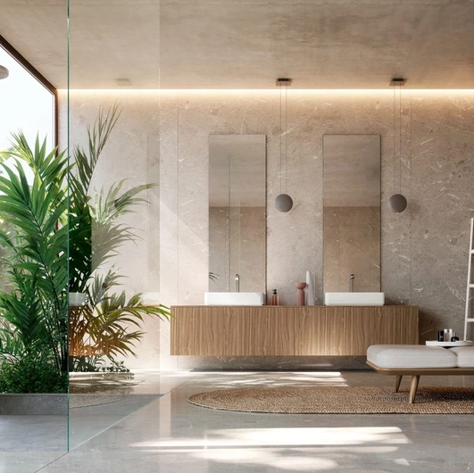 Mobile da Bagno sospeso Kyton 12 in Noce Crudo di Nova Cucina