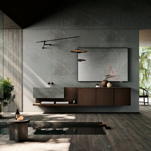 Mobile da Bagno sospeso Planet 04 in Rovere e Gres di Nova Cucina