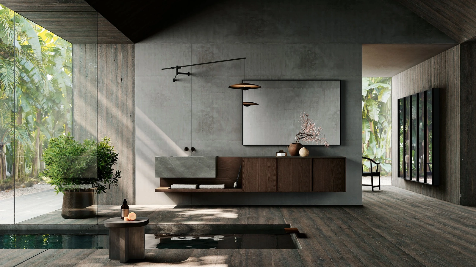 Mobile da Bagno sospeso Planet 04 in Rovere e Gres di Nova Cucina