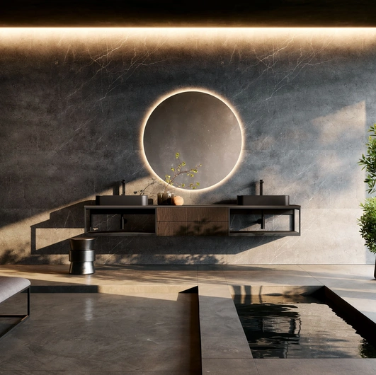 Mobile da Bagno sospeso Prime 01 in Rovere termocotto di Nova Cucina