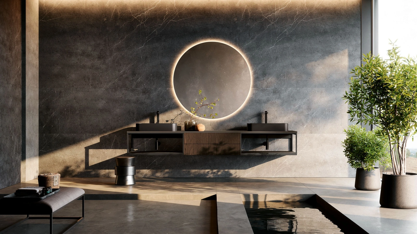 Mobile da Bagno sospeso Prime 01 in Rovere termocotto di Nova Cucina