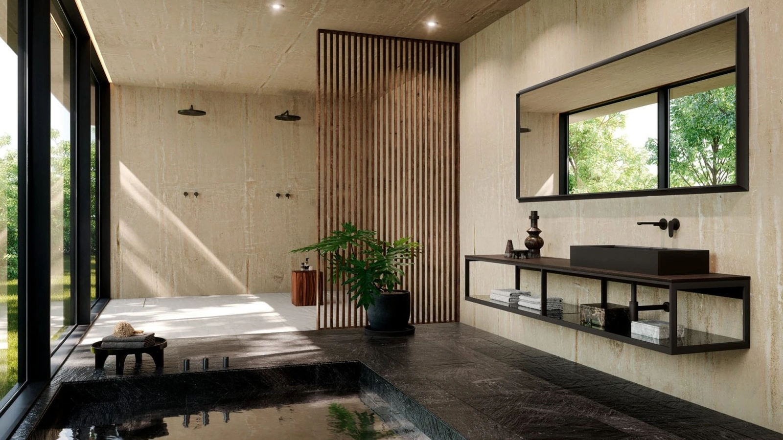 Mobile da Bagno sospeso Prime 08 in metallo e Eucalipto di Nova Cucina