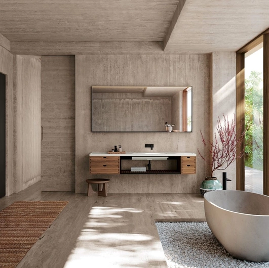 Mobile da Bagno sospeso Prime 11 in Noce Canaletto di Nova Cucina