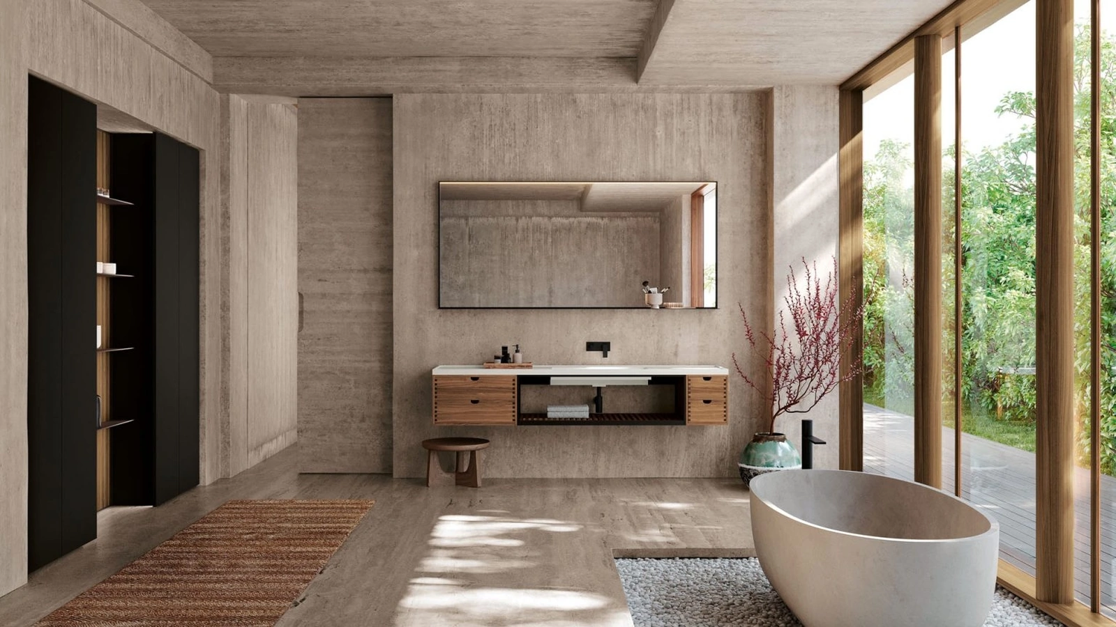 Mobile da Bagno sospeso Prime 11 in Noce Canaletto di Nova Cucina