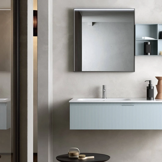 Mobile da Bagno sospeso Step 111 in laccato Acquamarina opaco di Rab Arredobagno