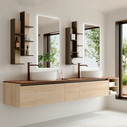 Mobile da Bagno sospeso Thai 405 in materico rovere di Rab Arredobagno