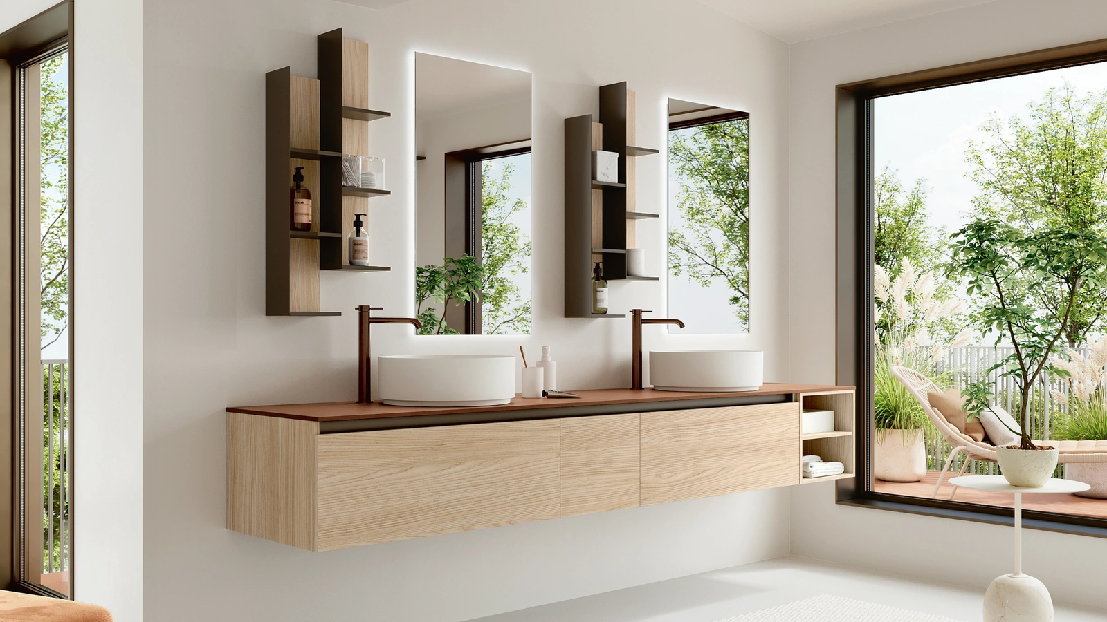 Mobile da Bagno sospeso Thai 405 in materico rovere di Rab Arredobagno