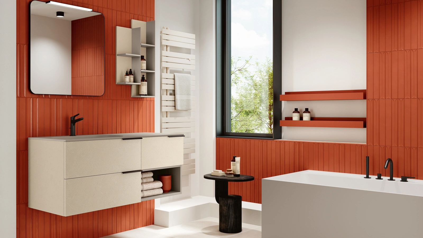 Mobile da Bagno sospeso Thai 408 in materico vaniglia di Rab Arredobagno