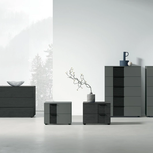 Gruppo Notte Bliss in laccato o materico con inserto in legno di Tomasella