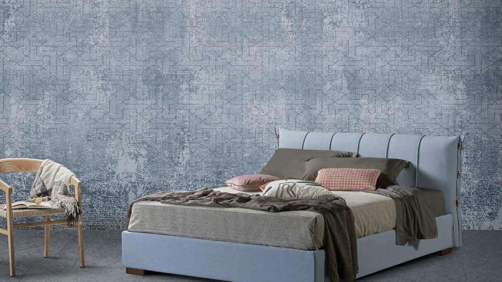 Letto matrimomiale in tessuto con box contenitore Abaco di Lettissimi