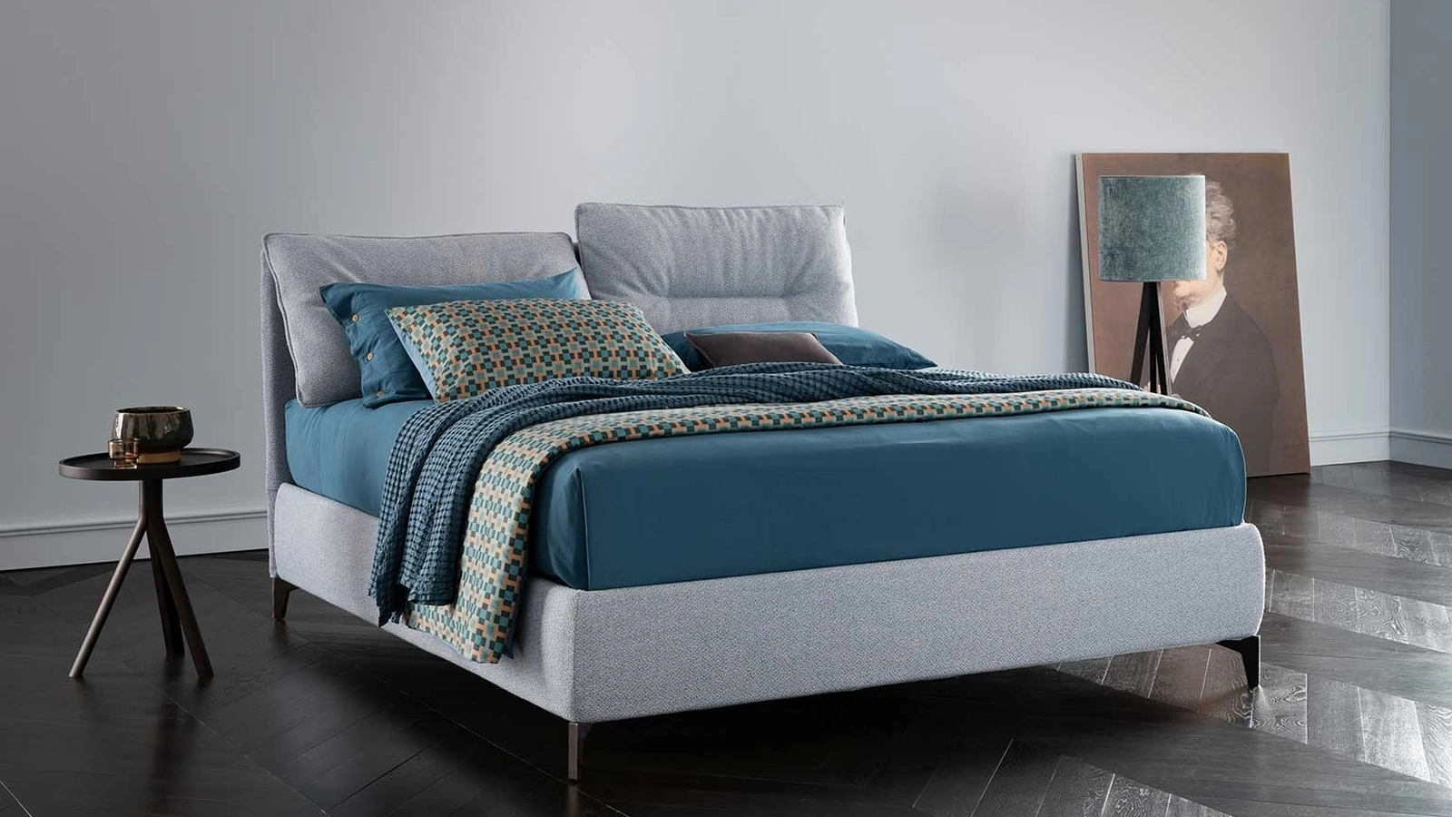 Letto in tessuto con testiera imbottita Soul Mikonos di Altrenotti