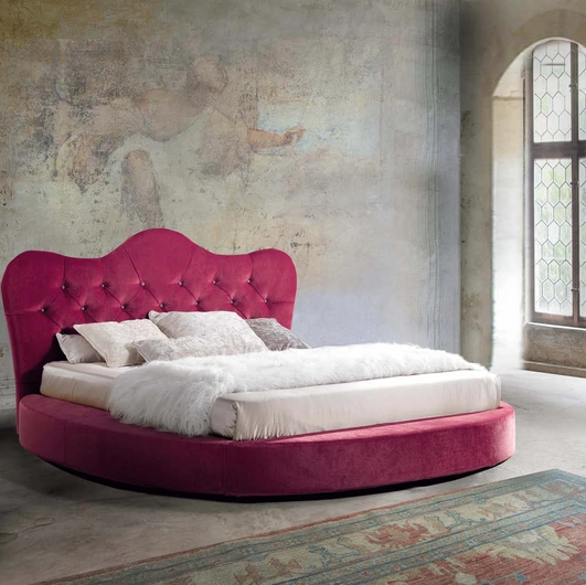 Letto tondo in tessuto con testiera sagomata Bacio di Lettissimi