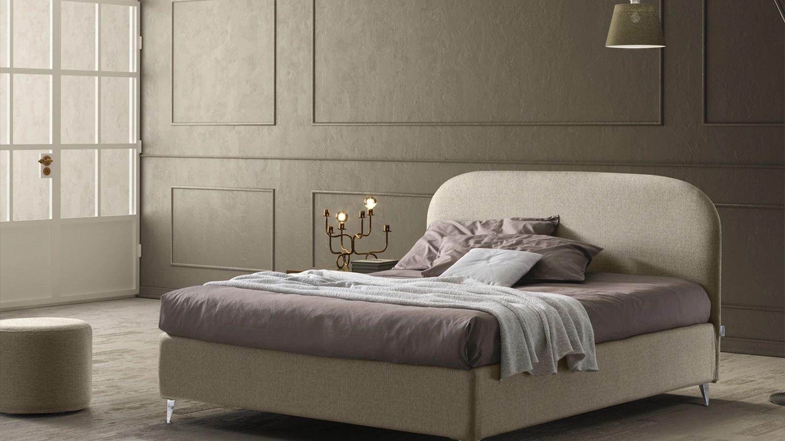 Letto con testiera dai bordi arrotondati Bianca di Stilfar