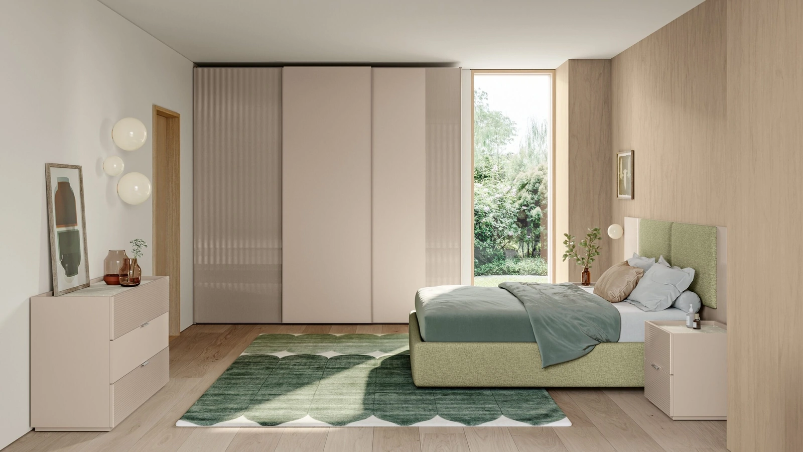 Letto Eclettica EN02 in tessuto imbottito e vetro di Colombini Casa