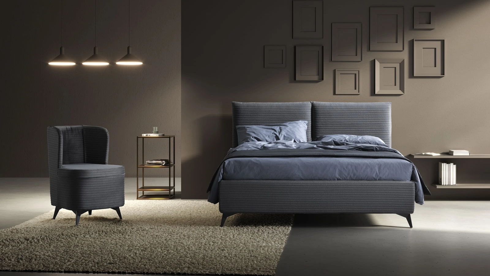 Letto in tessuto imbottito Elettra di Stilfar Italia