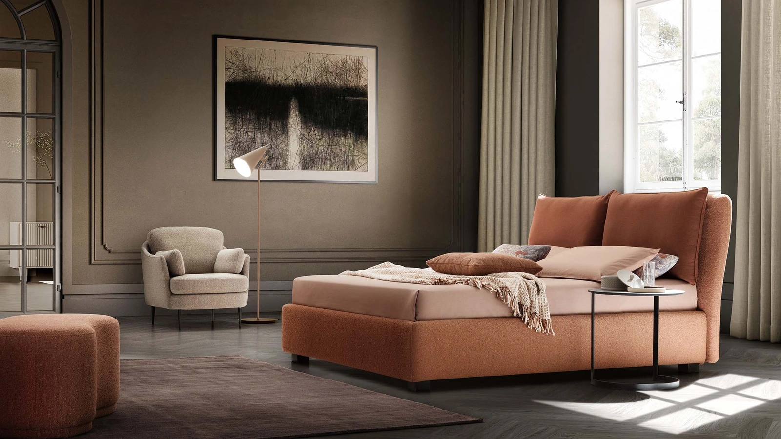 Letto in tessuto imbottito Fris di Le Comfort