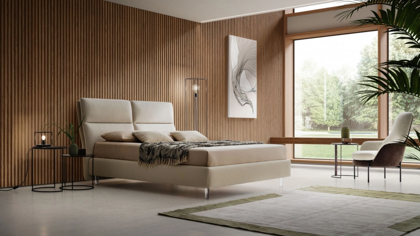 Letto King in tessuto imbottito di Le Comfort