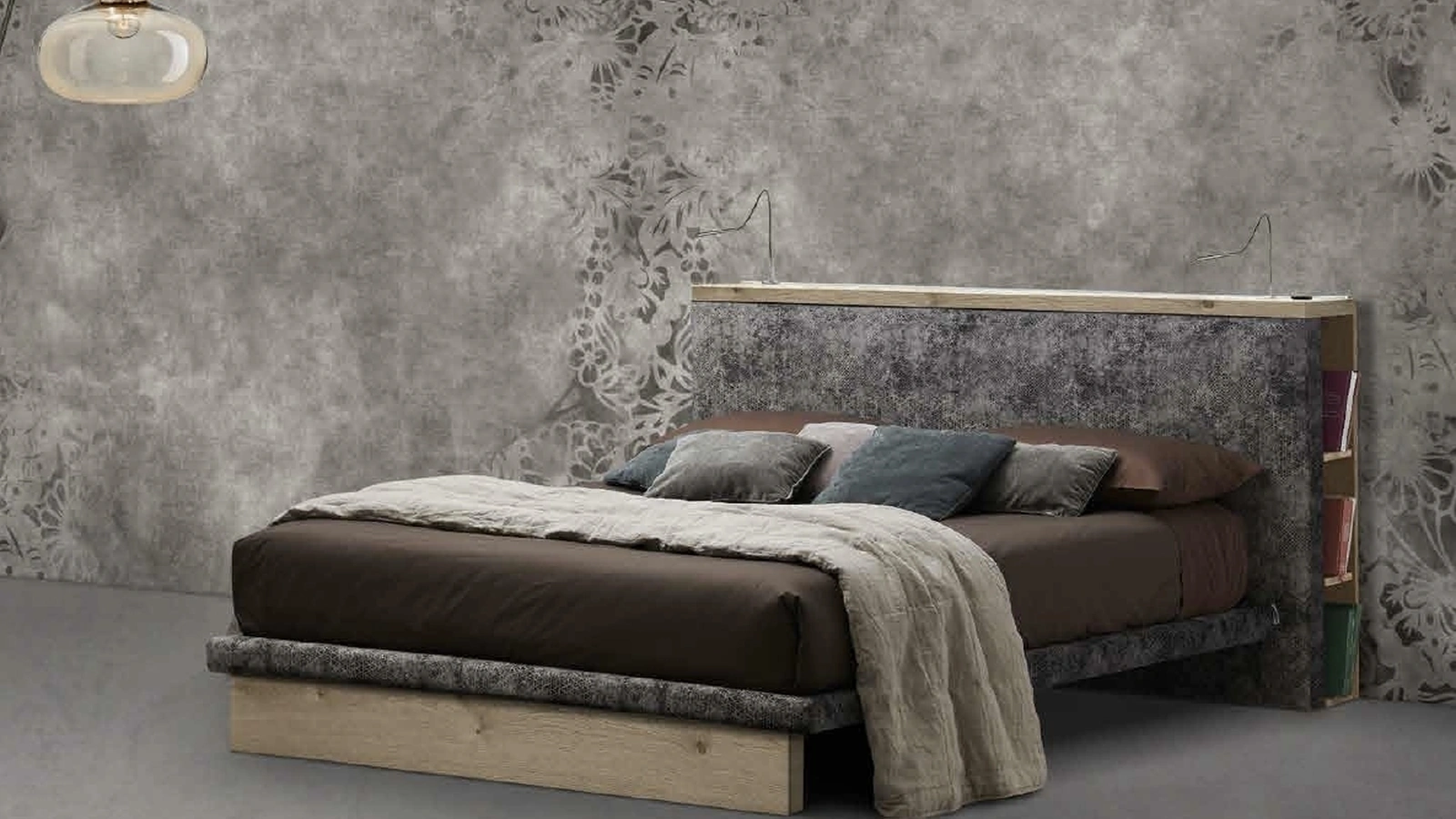 Letto matrimoniale Alba con libreria di Lettissimi