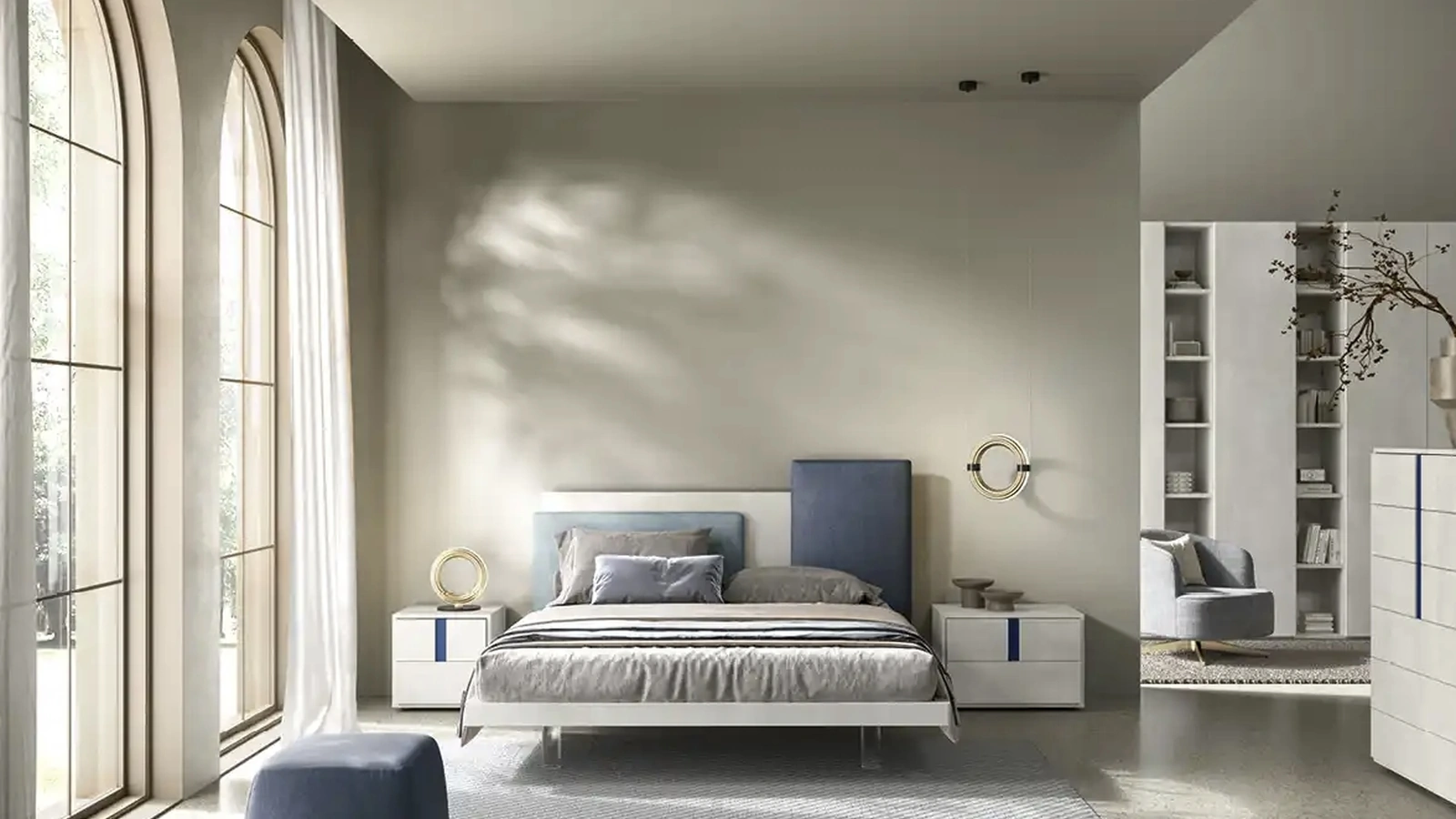 Letto Mondrian C13 con testiera di Moretti Compact Giorno Notte