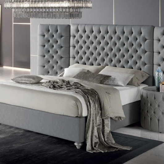 Letto in pelle con testiera trapuntata Puccini di Stilfar Italia