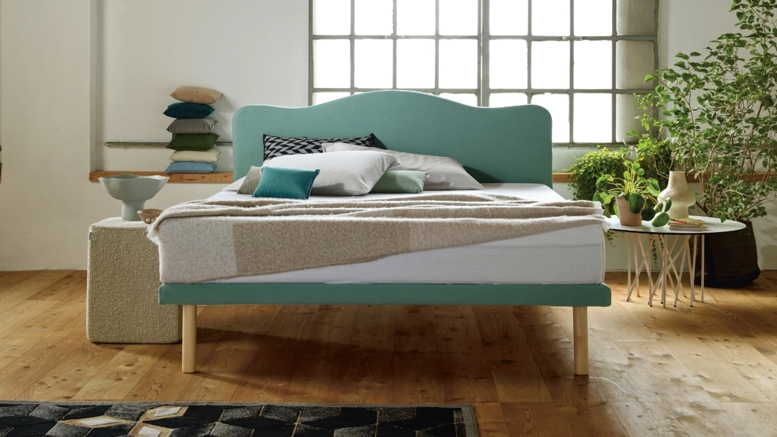 Letto con testiera sagomata Simplicity Project C05 di Dorsal