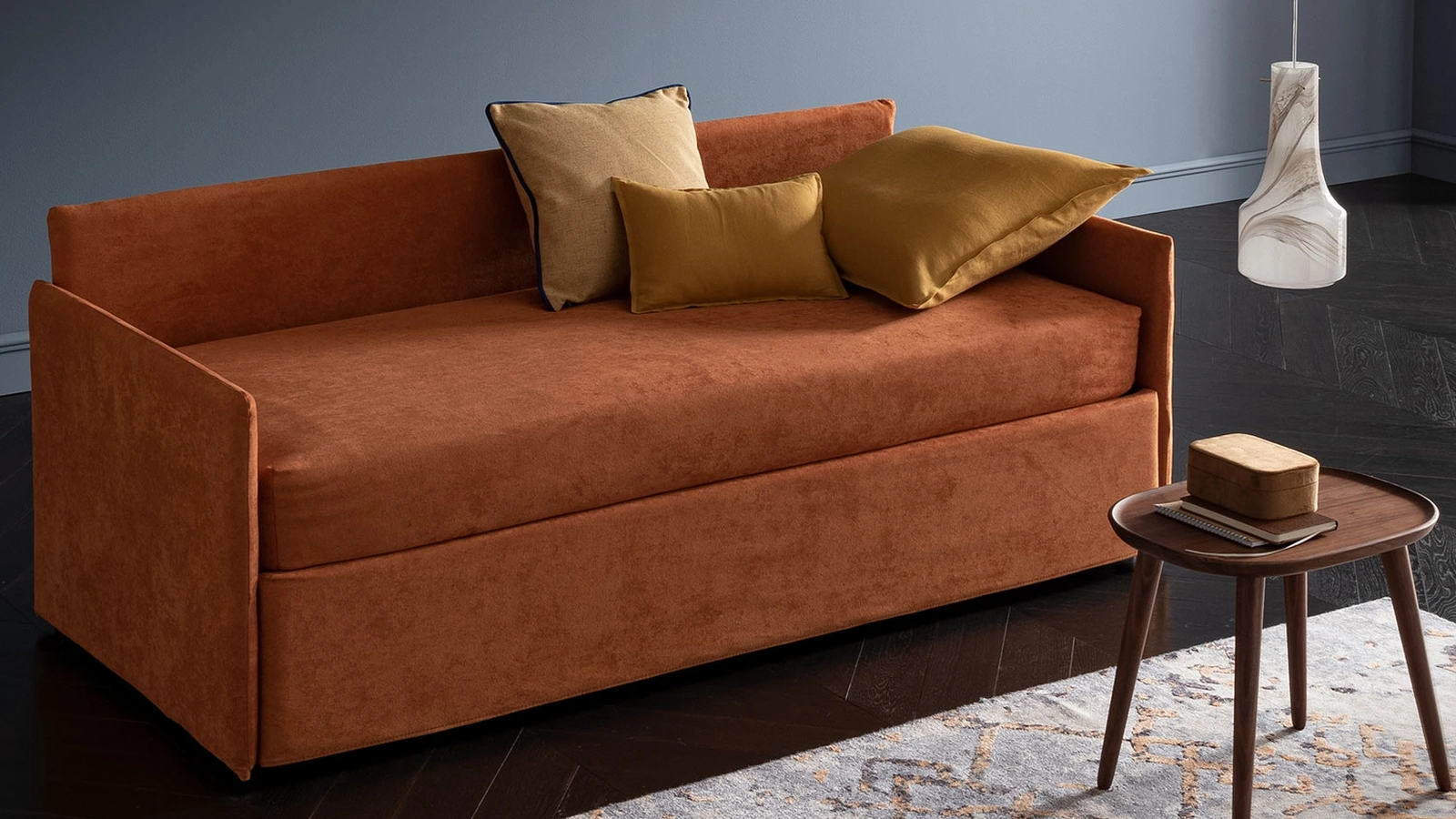 Letto singolo in tessuto Prime Colibrì Ponte con letto estraibile di Altrenotti