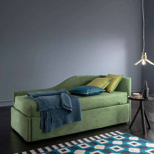 Letto singolo in tessuto Prime Colibrì angolare sagomato di Altrenotti