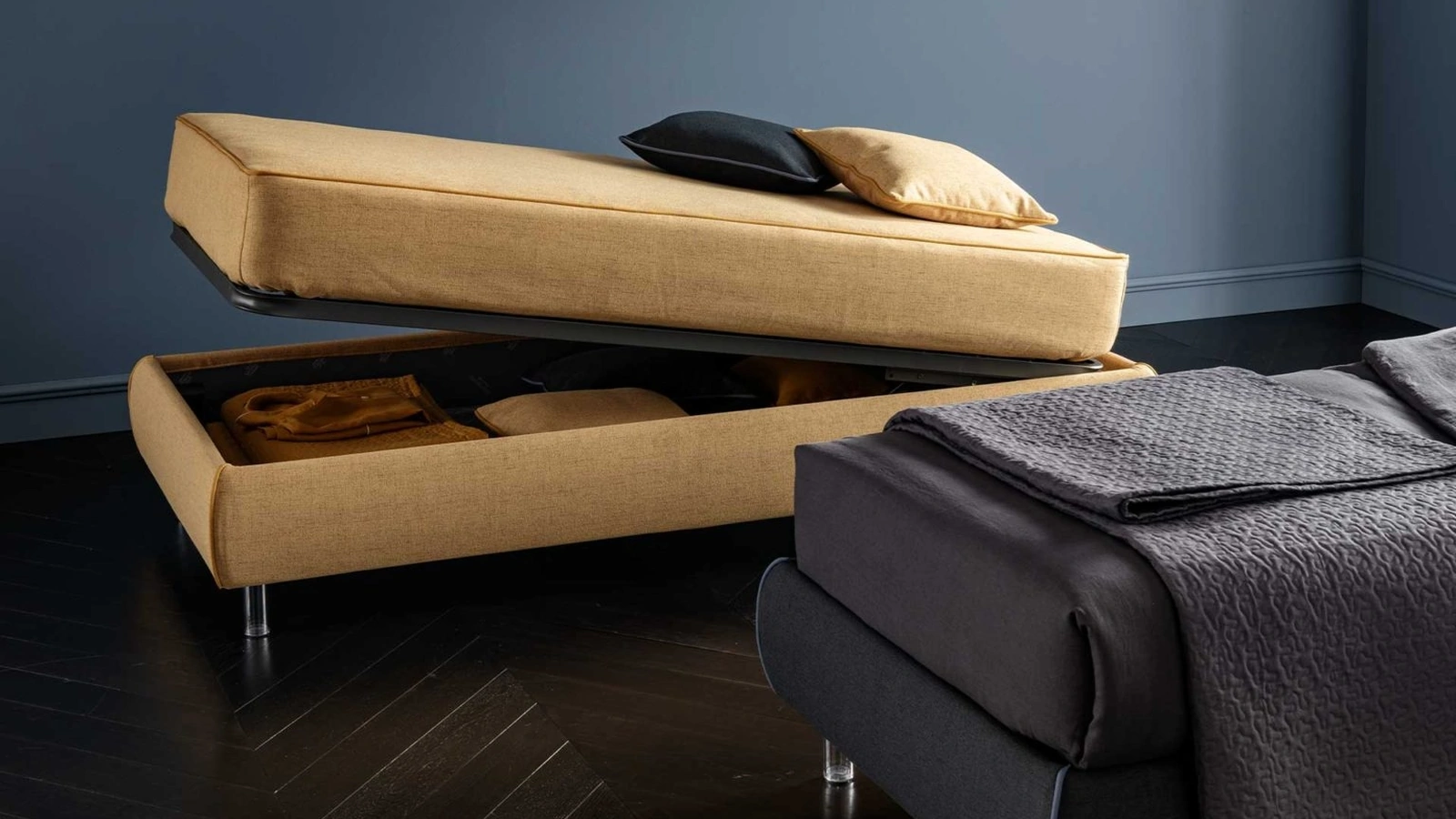 Letto singolo in tessuto con contenitore Soul Young Sommier di Altrenotti
