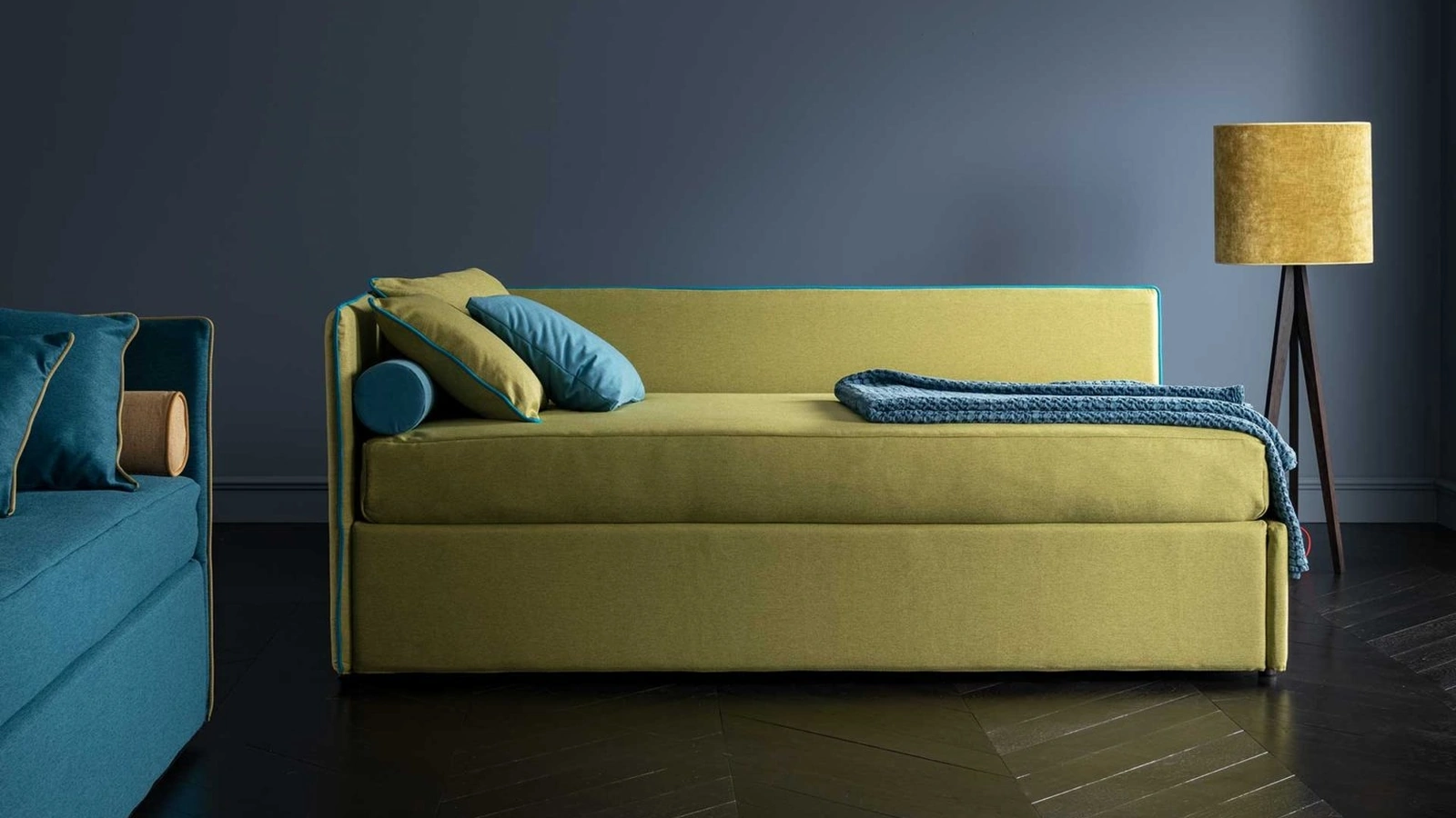 Letto singolo in tessuto Soul Young Teddy angolare alto con letto estraibile di Altrenotti