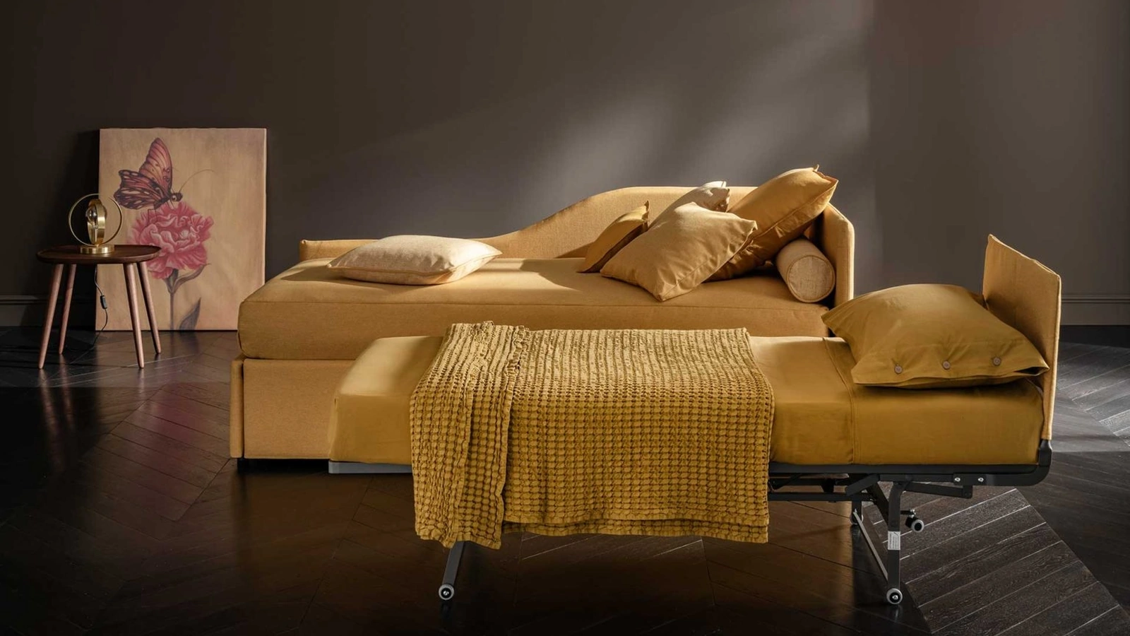 Letto singolo in tessuto Soul Young Teddy angolare destro con secondo letto estraibile di Altrenotti