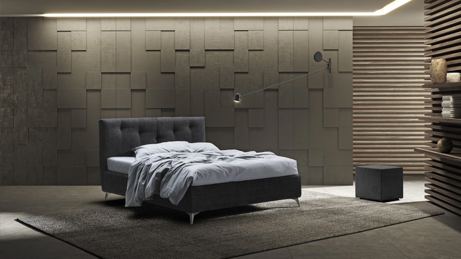 Letto matrimoniale in tessuto imbottito Enrica di Stilfar Italia